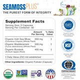 Sea Moss Plus - USDA Organic Irish Sea Moss, Bladderwarck, Burdock Root Capsules , 60Ct