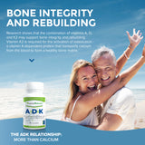 ADK: Vitamin D3 K2 and Vitamin A Supplement - Bone, Heart & Immune Healt, 60 Capsules (2 Month-Supply) | Power by Naturals