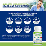 ADK-10: Vitamin D3 K2 and Vitamin A - 60 Capsules (2-Month Supply) | Power By Naturals