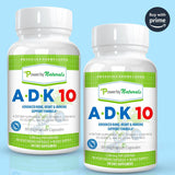ADK-10: Vitamin D3, Vitamin K2, and Vitamin A - 60 Capsules (2-Month Supply) | Power By Naturals - Heart healthy foods and heart healthy diet with vitamin d diet and vitamin k diet for health equity
