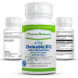 Active B12 with L-Methylfolate - 60 Natural Cherry Chewable Tables (2-Month Supply) - Power By Naturals